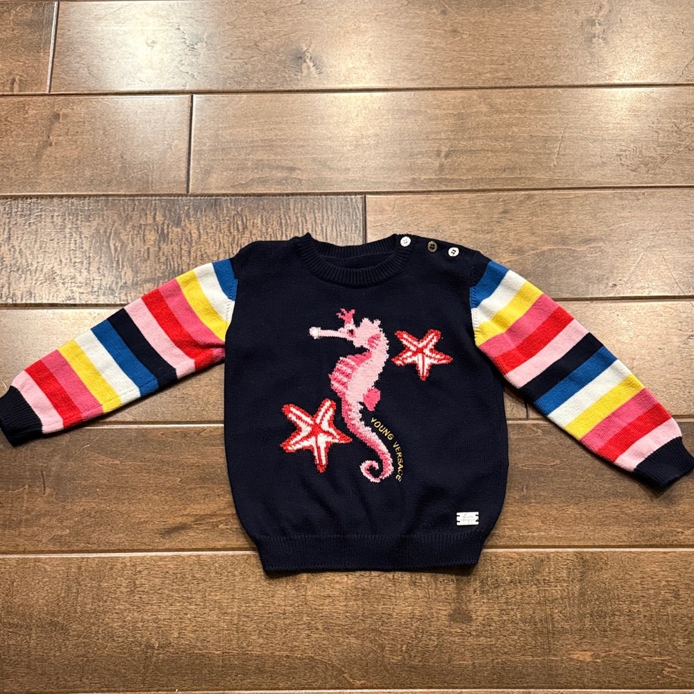 Versace Young Navy Seahorse Kids Sweater